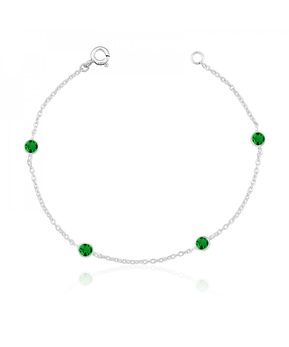 Pulseira de Prata Zircônias Verdes Small