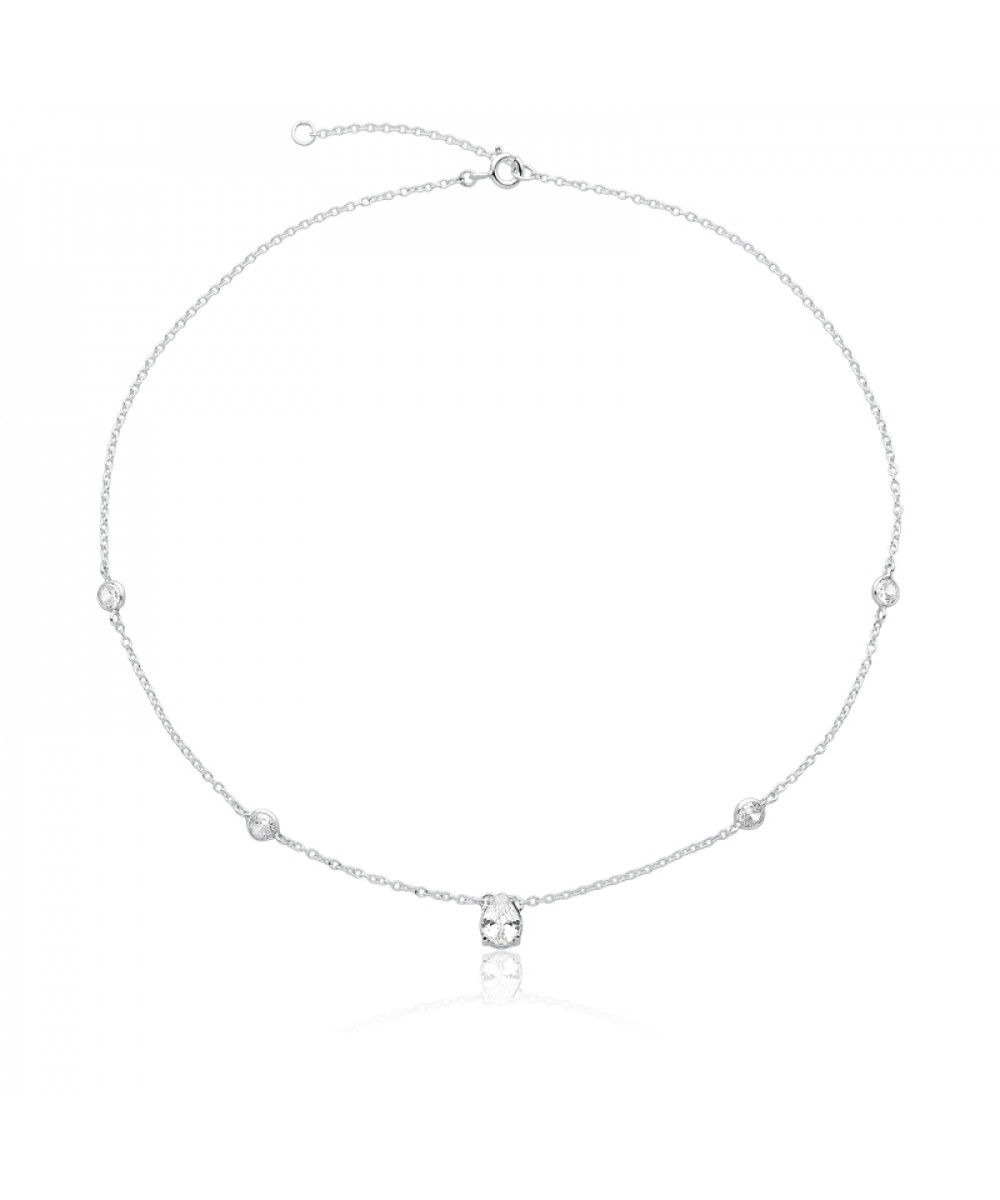 COLAR DE PRATA CHOCKER GOTA ZIRCÔNIA