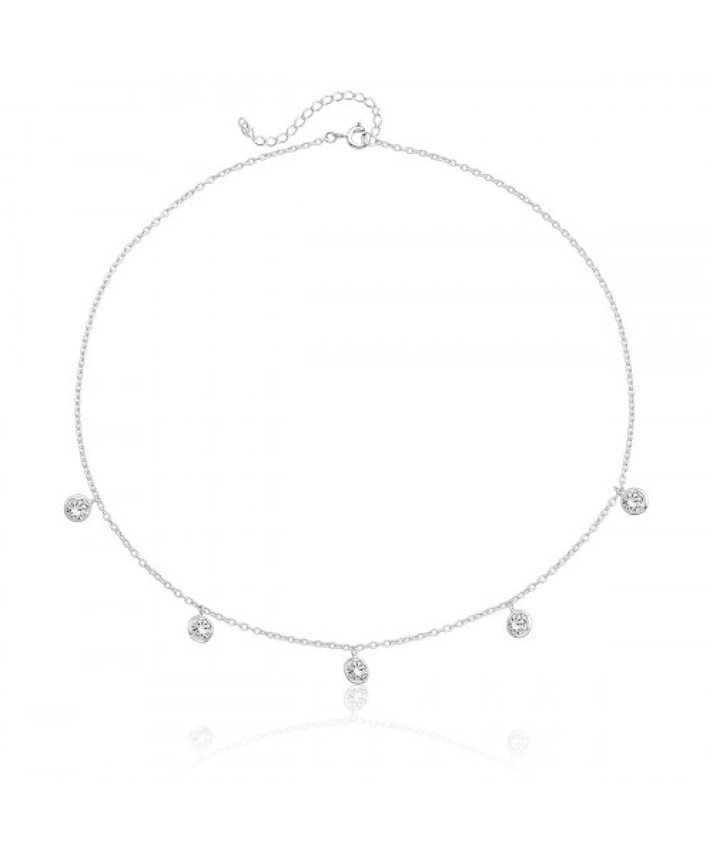 Choker de Prata Pontos de Cristal