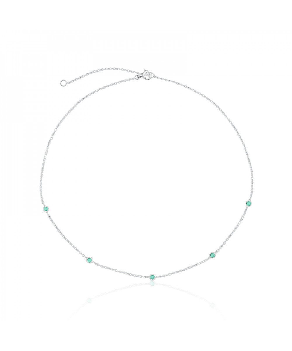 Colar de Prata Choker Zircônia Verde