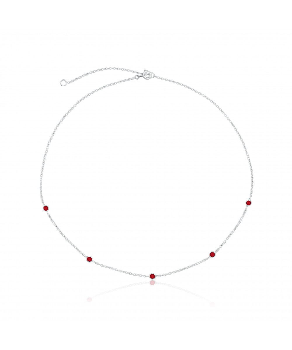 Colar de Prata Choker Zircônia Vermelho