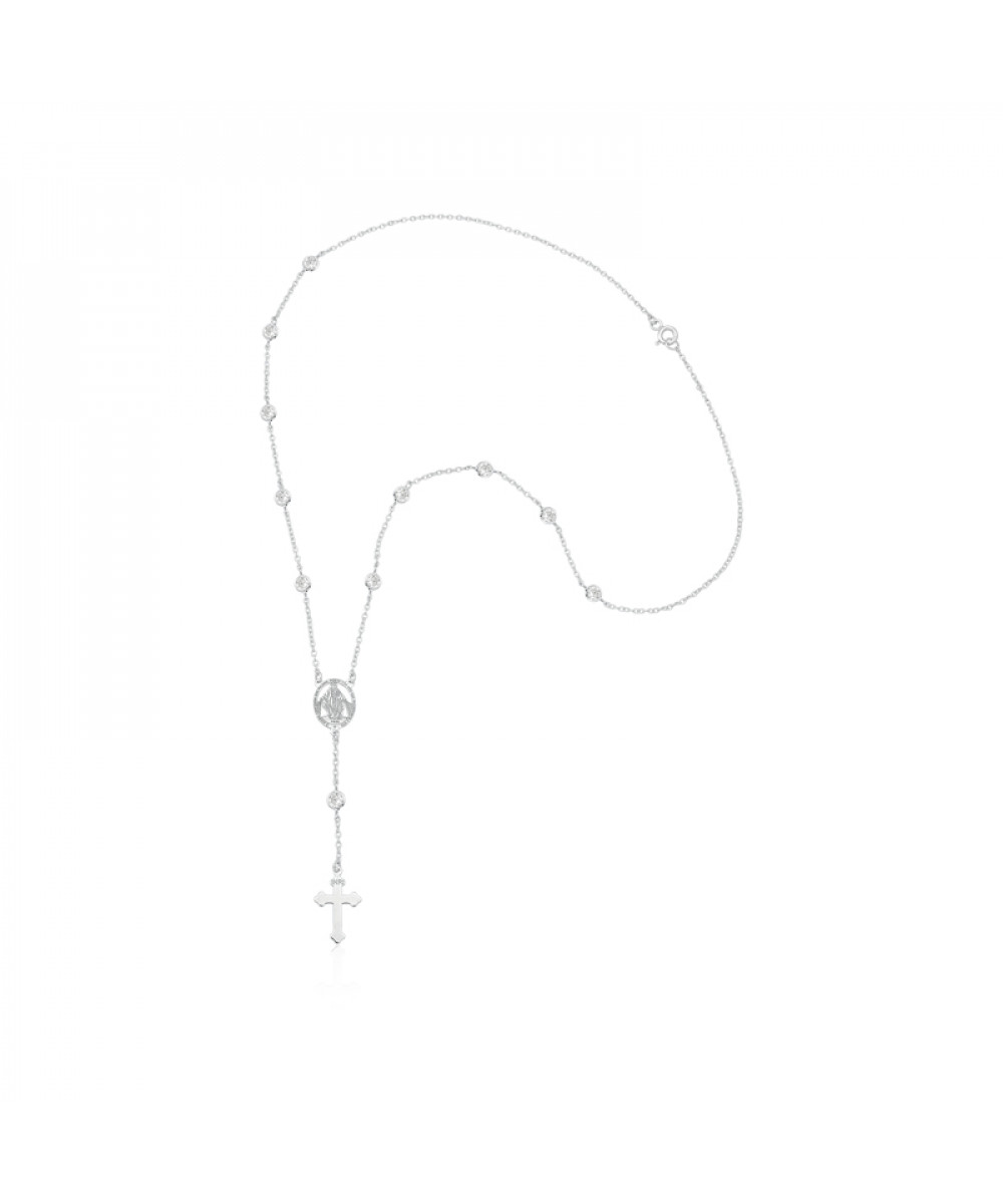 Terço de Prata Zircônia Branca 4MM