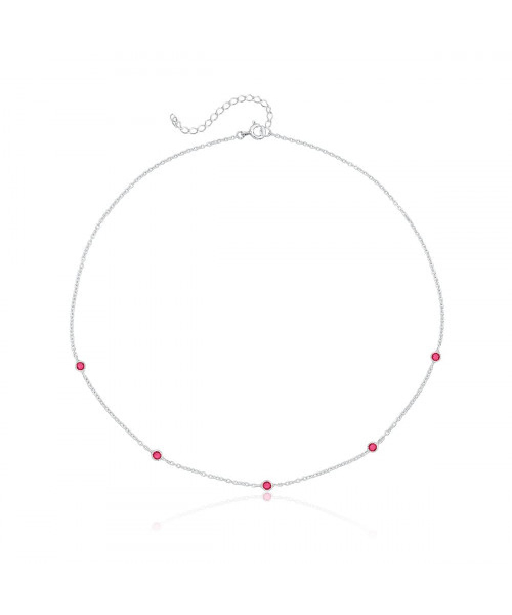 Colar de Prata Choker Pontos Cereja