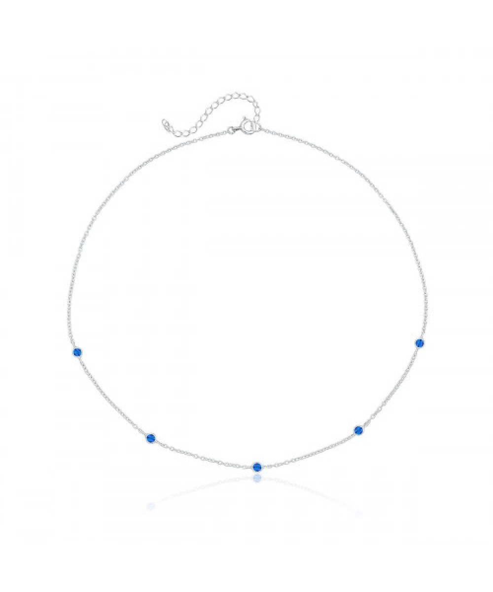 Colar de Prata Choker Redondo Safira