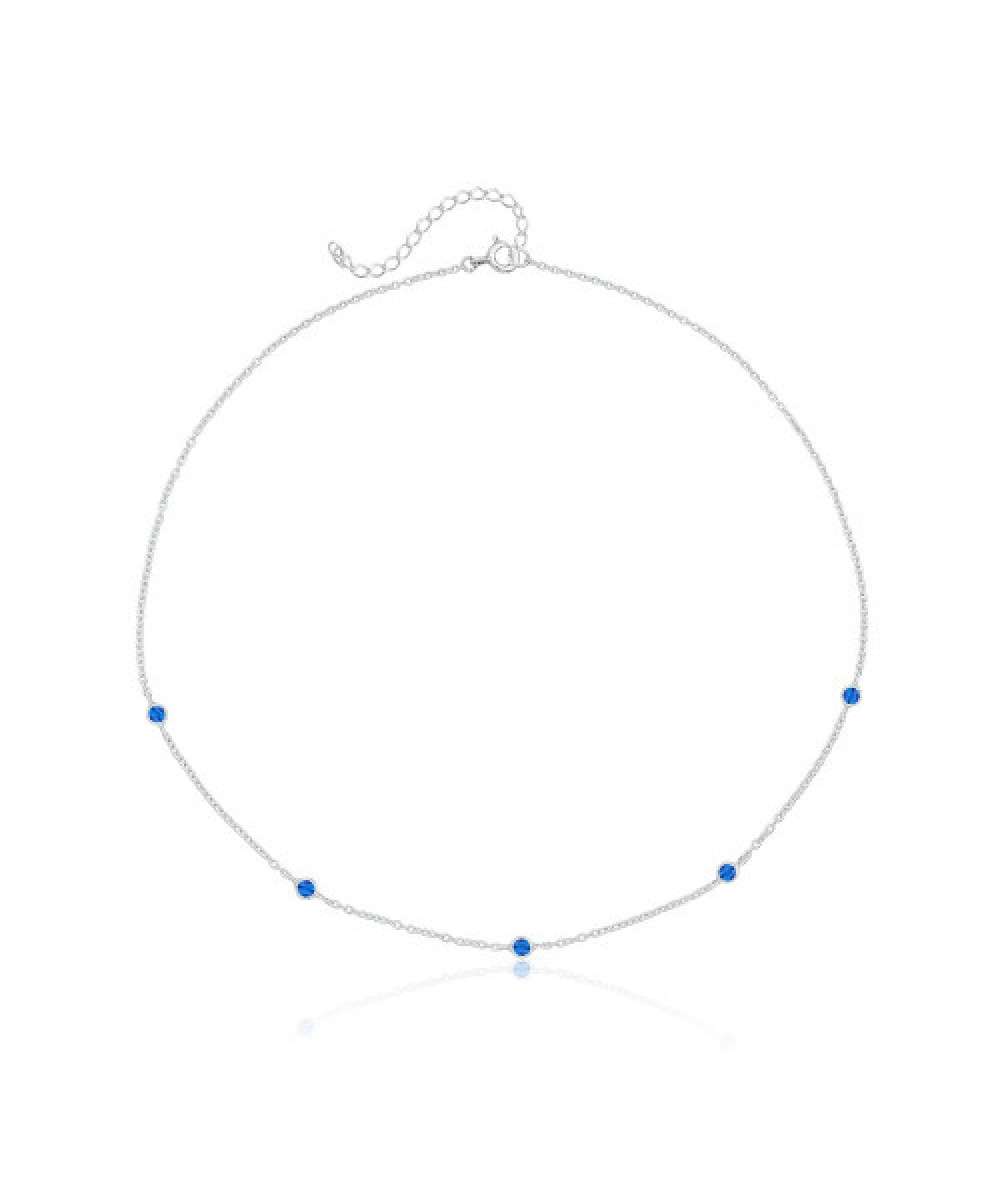 Colar de Prata Choker Redondo Safira