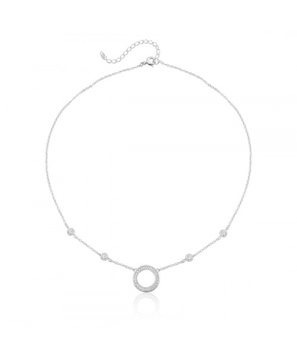 Colar de Prata Choker Redonda Zircônia