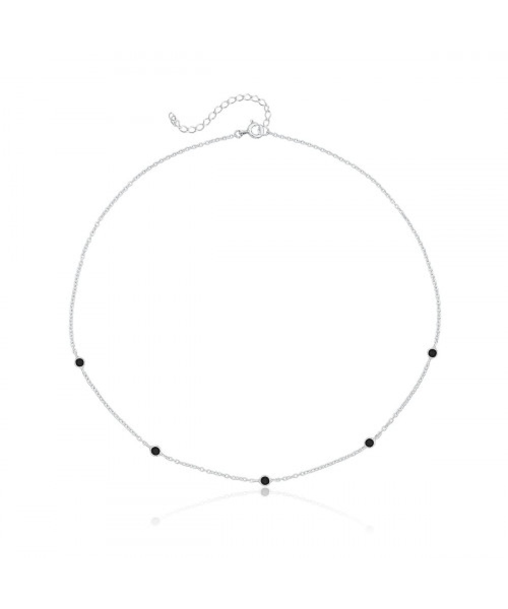 Colar de Prata Choker Redondo Ônix