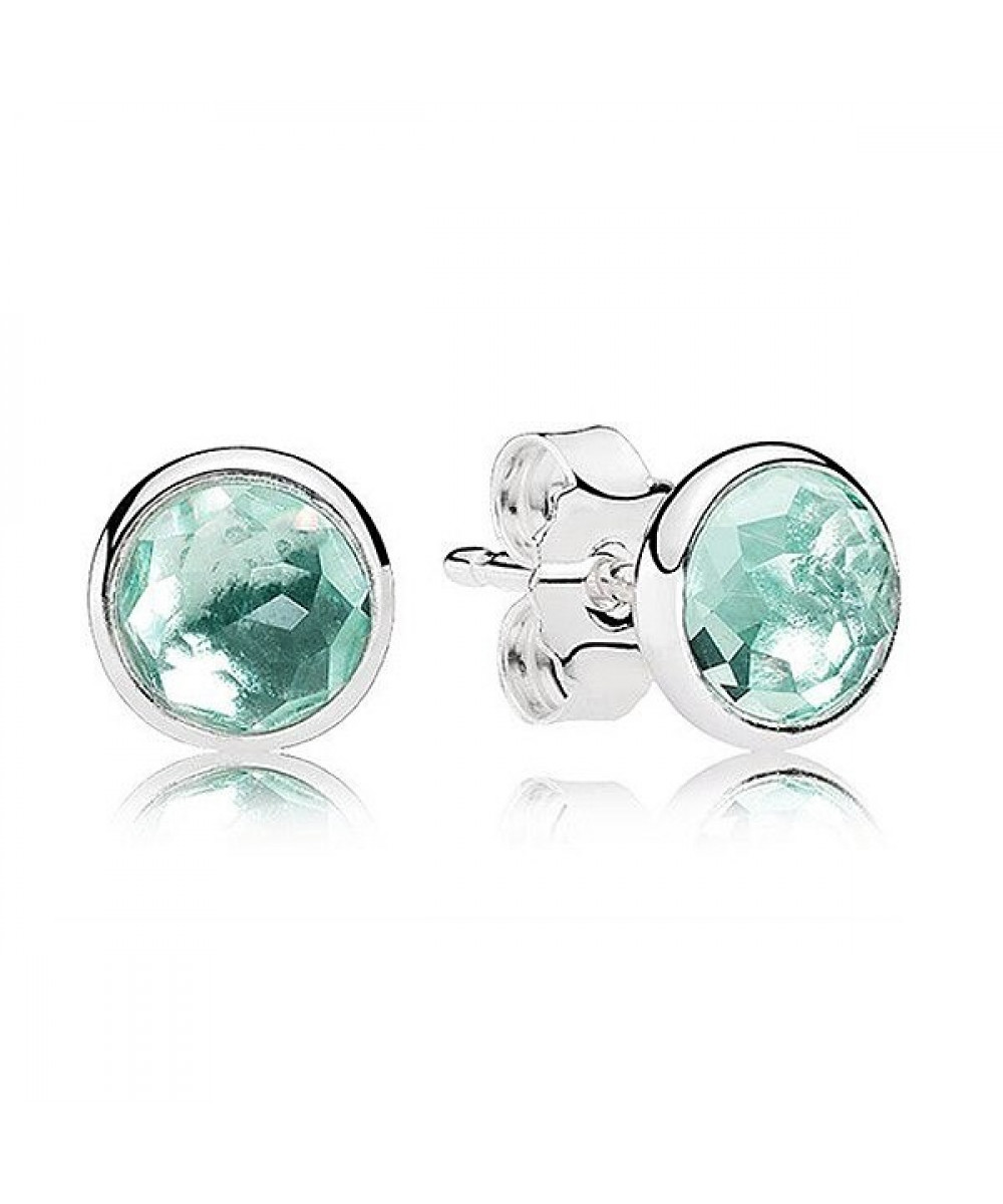 Brinco de Prata Gota Cristal Azul-Água Março
