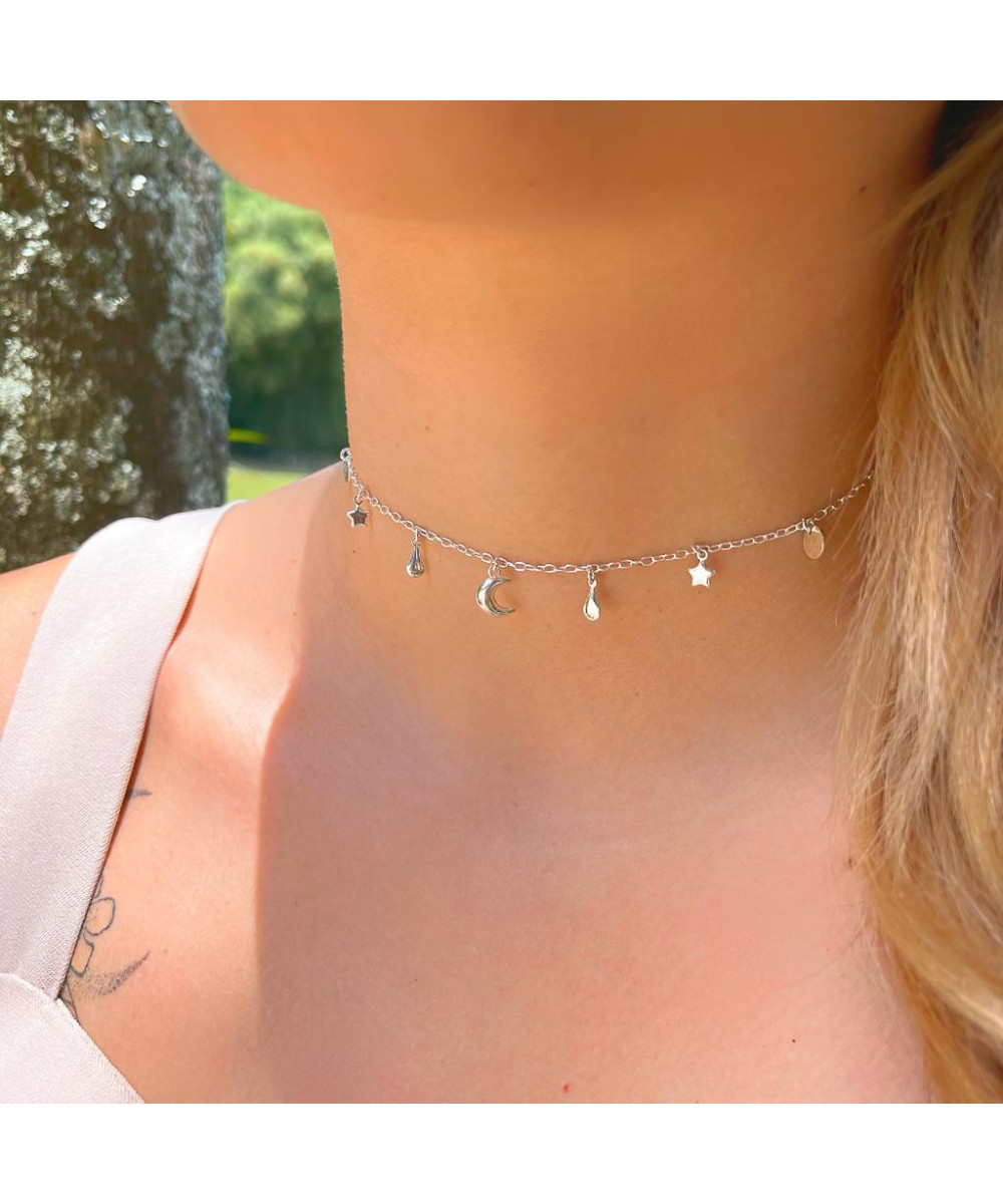 Choker de Prata Life Patuá Lua