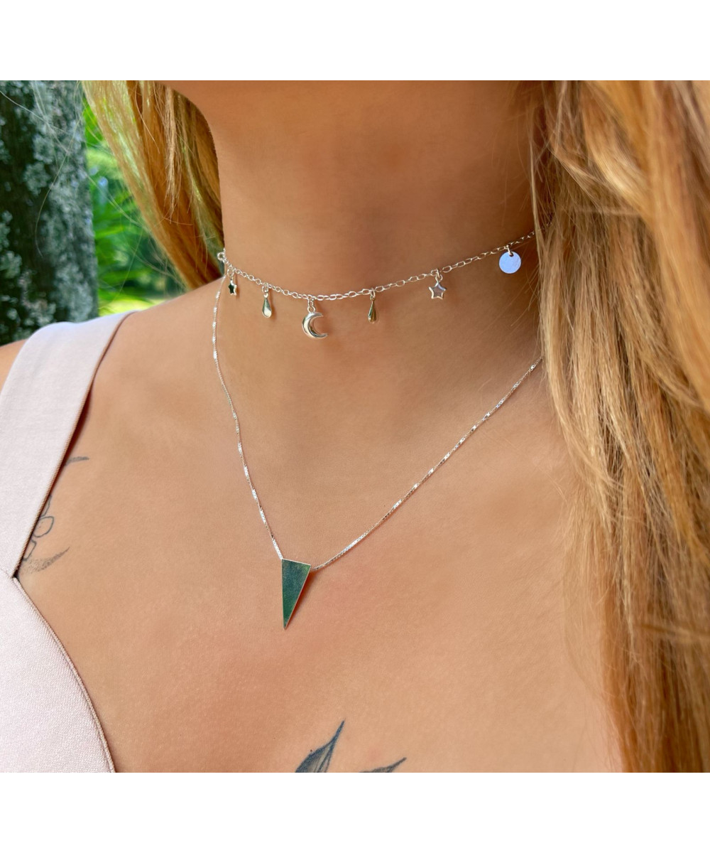 Choker de Prata Life Triângulo Isósceles