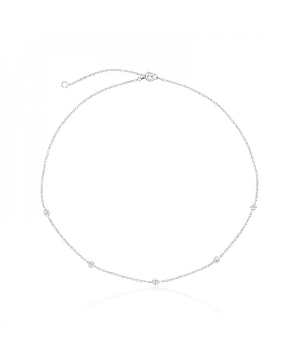 Colar de Prata Choker Pontos Cristal 