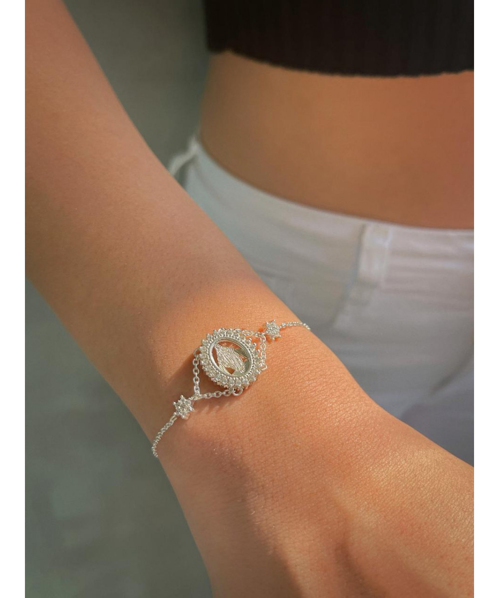 PULSEIRA ZIRCÔNIA NOSSA SENHORA DAS GRAÇAS OVAL