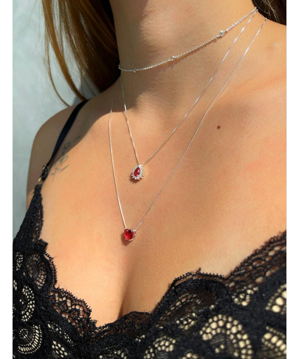 Colar de Prata Choker Pontos Zircônias