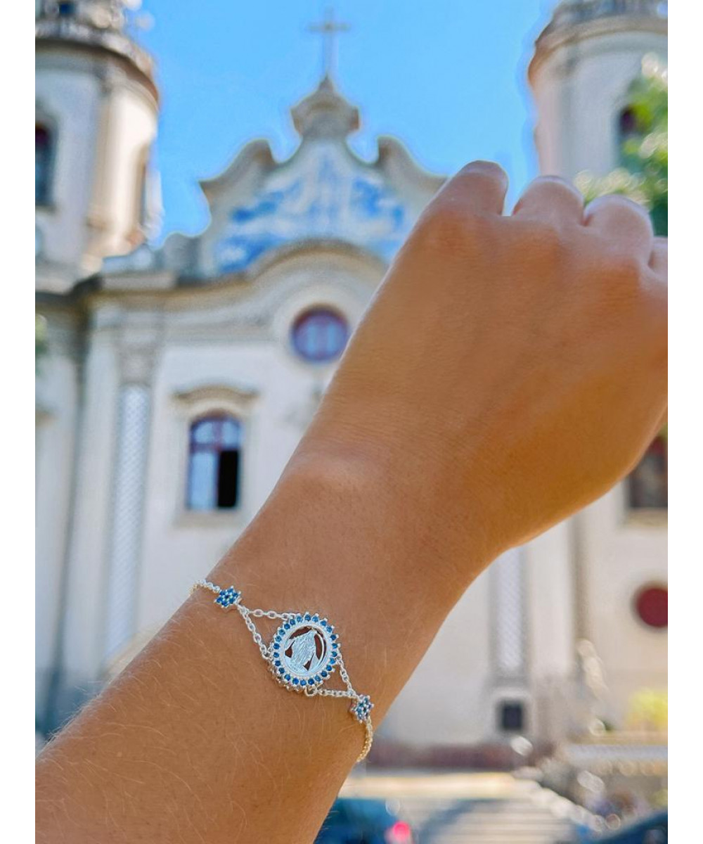 PULSEIRA ZIRCÔNIA NOSSA SENHORA DAS GRAÇAS OVAL SARIFAS