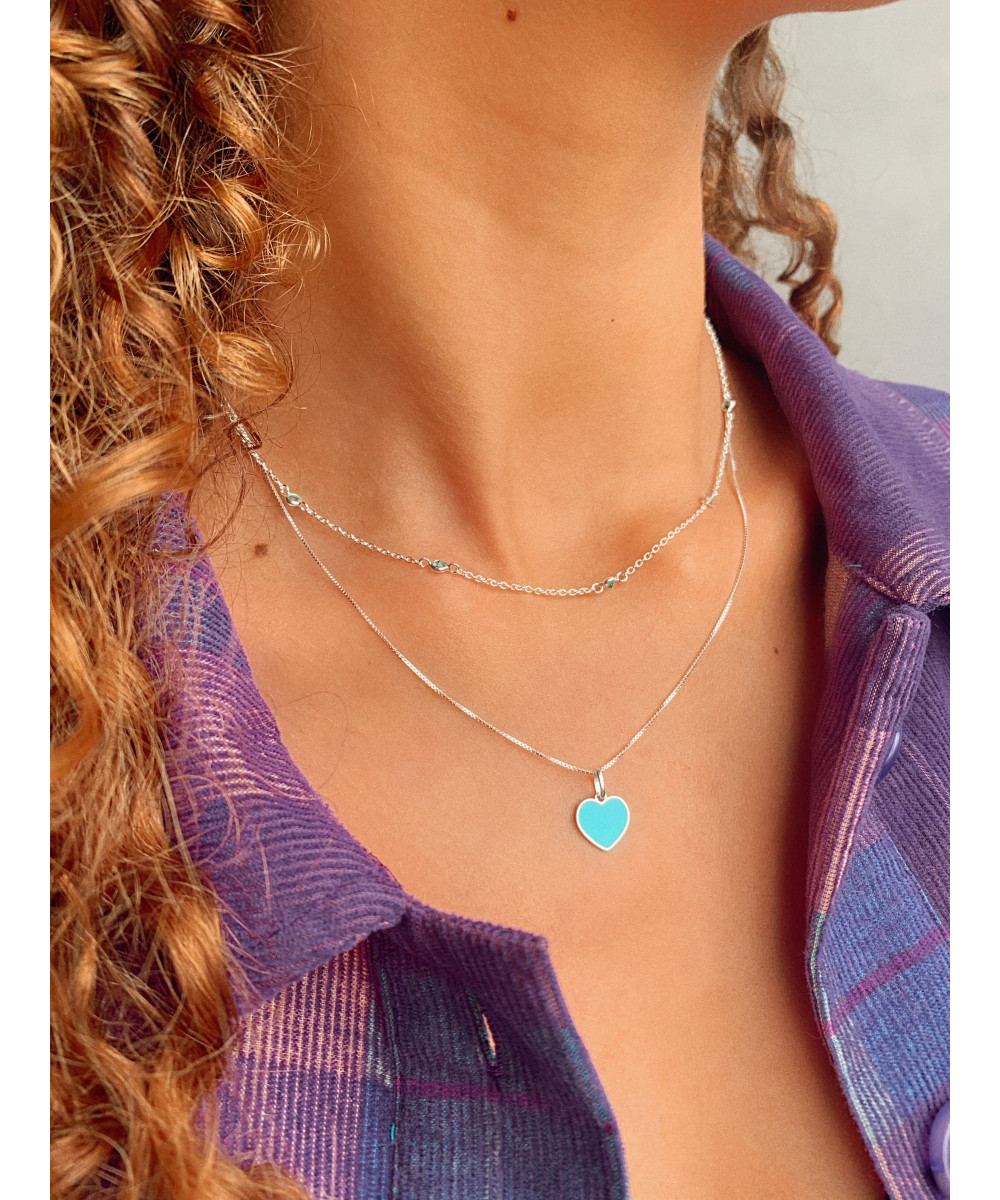 Colar de Prata Choker Zircônia Azul Claro