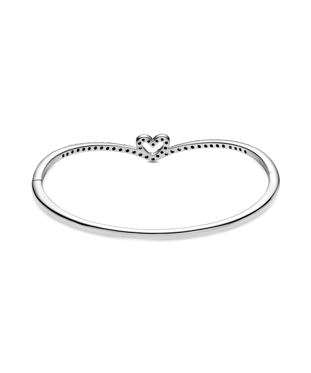 Pulseira de Prata Coração Brilhante em V