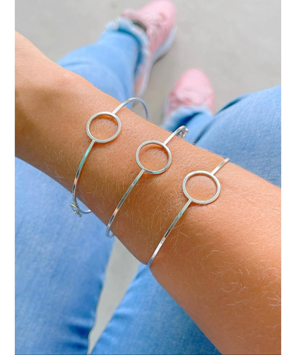 Bracelete de Prata Círculo Fio Quadrado