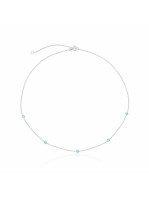 Colar de Prata Choker Zircônia Azul Claro