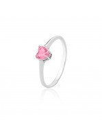 ANEL DE PRATA ZIRCÔNIA ROSA CORAÇÃO LIFE