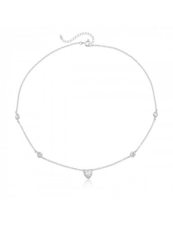 Colar de Prata Choker Coração Zircônia Cristal