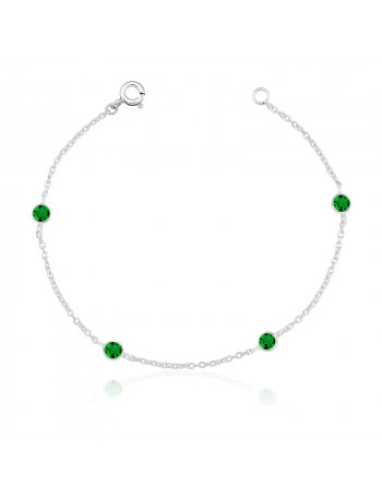 Pulseira de Prata Zircônias Verdes Small