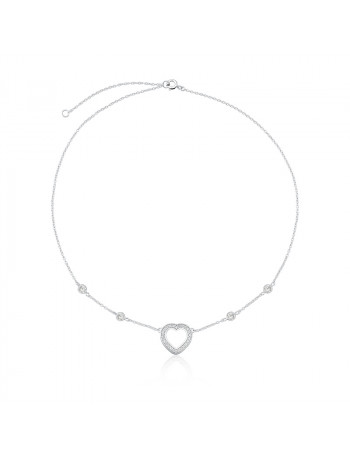 COLAR DE PRATA CHOCKER CORAÇÃO ZIRCÔNIA