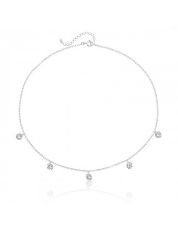 Choker de Prata Pontos de Cristal