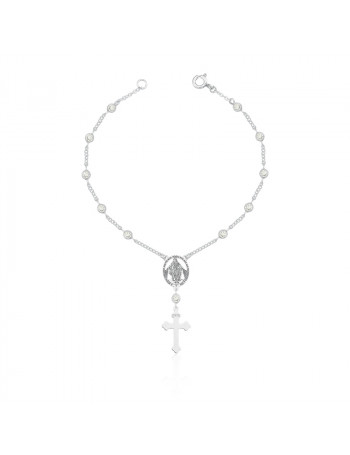 Pulseira de Prata Terço com Zircônias