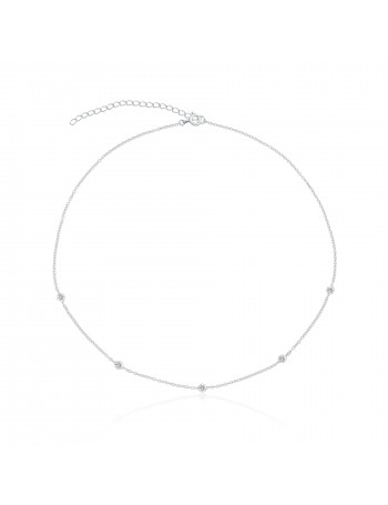 Colar de Prata Choker Pontos Zircônias
