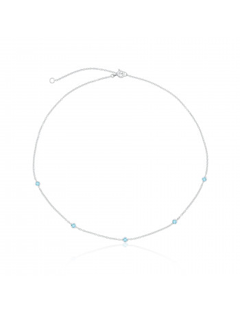 Colar de Prata Choker Zircônia Azul Claro