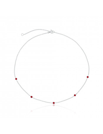 Colar de Prata Choker Zircônia Vermelho