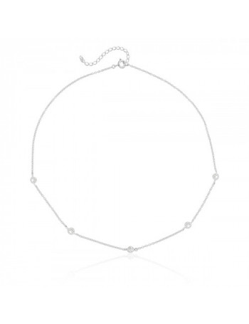 Colar de Prata Choker Redondo Cristal