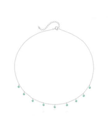 Choker de Prata Pontos Verde Claro