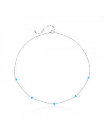 Colar de Prata Choker Redondo Azul