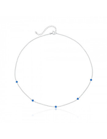 Colar de Prata Choker Redondo Safira