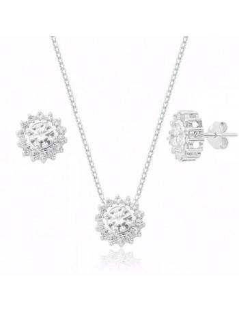 Conjunto de Prata Zircônia Ônix