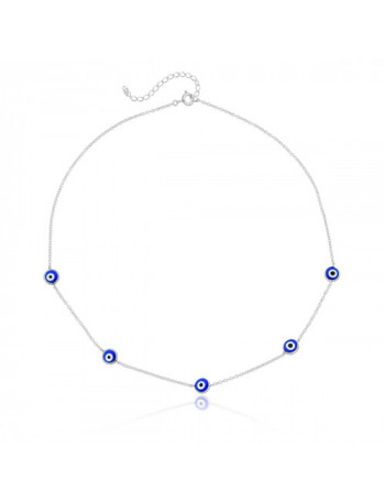 Choker de Prata Olho Grego Azul