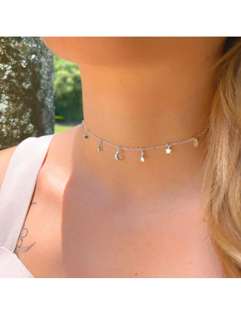 Choker de Prata Life Patuá Lua