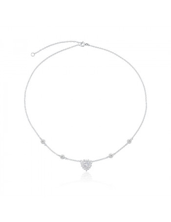 Colar de Prata Choker Coração Cristal