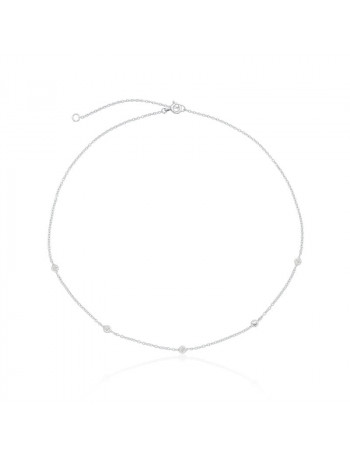 Colar de Prata Choker Pontos Cristal 