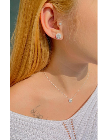Conjunto de Prata Zircônia Cristal