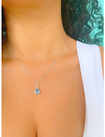Colar de Prata Bali Aquamarine