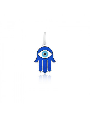 Pingente Resina Hamsa Olho Grego Azul Mini 