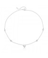 Colar de Prata Choker Coração Zircônia Cristal