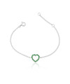 Pulseira de Prata Zircônia Coração Verde