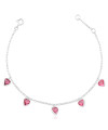 Pulseira de Prata Corações Pendurados Rosa