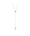 Colar de Prata Gravata Ponto Azul Claro Gota