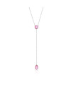 Colar de Prata Gravata Cristal Ponto Rosa