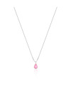 Gargantilha de Prata Gota Rosa