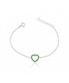 Pulseira de Prata Zircônia Coração Esmeraldas